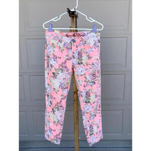 Vanilla Star Size 7 Juniors Hot Pink Floral Skinny Cotton Jeans 27